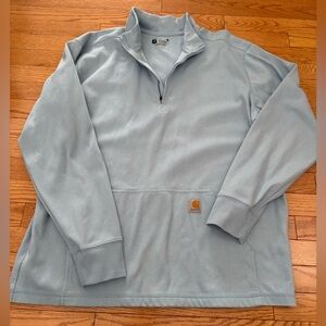 [XL]Carhartt Sky Blue Relaxed Fit Heavyweight Pullover 1/4 Zipper Sweatshirt Men